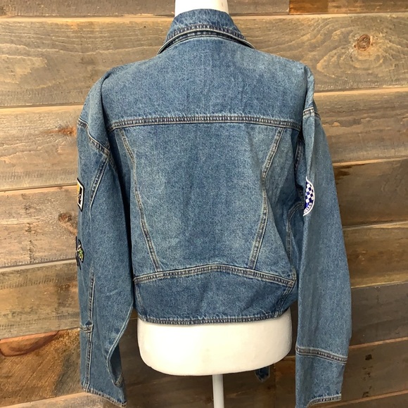 Juicy Couture NWT Denim Jean Moto Jacket Patches S - Picture 8 of 13
